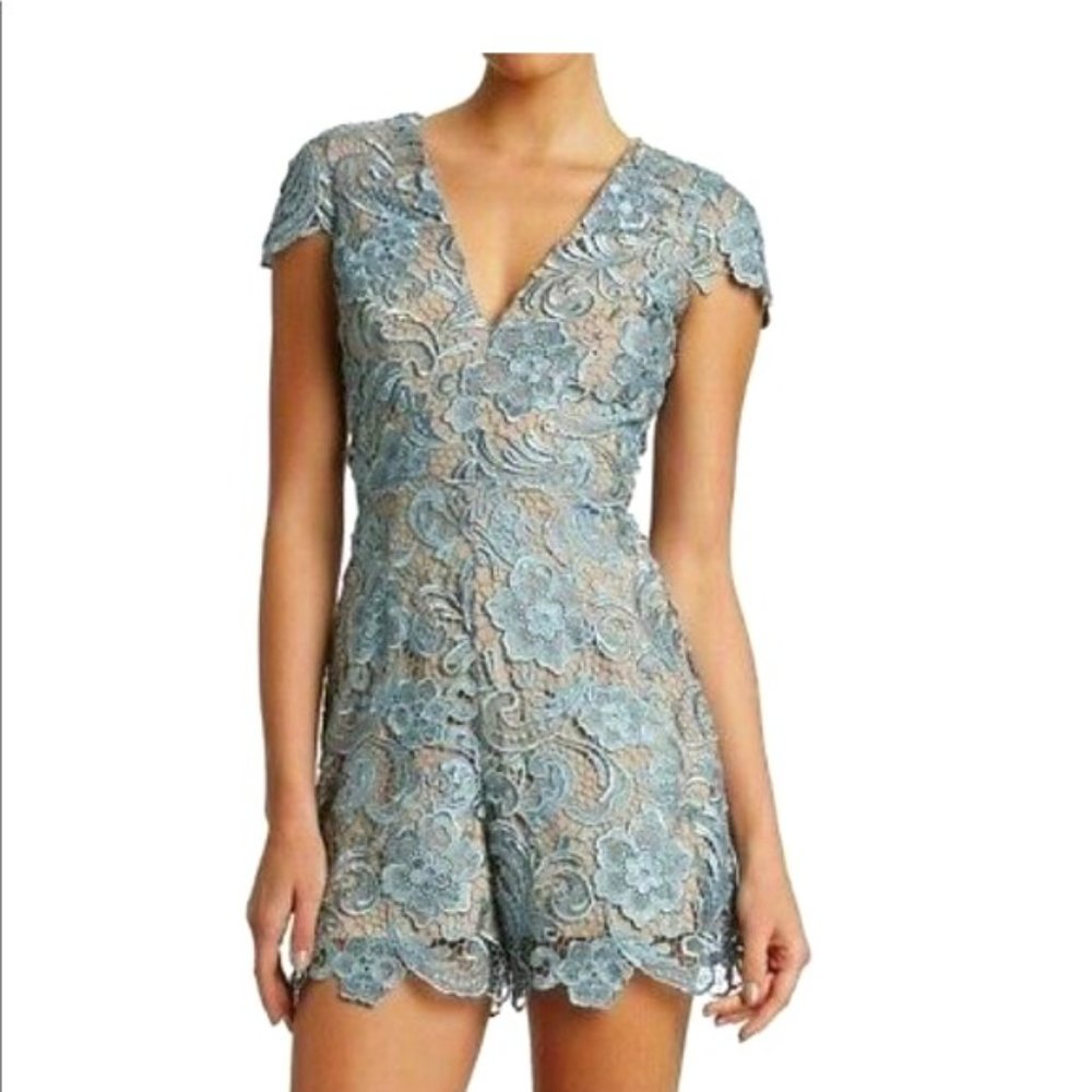 [Dress the Population] Lace Juliette Plunge Romper